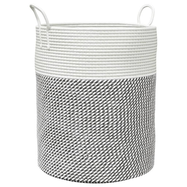 opbevaringskurv Ø38x46 cm bomuld grå og hvid
