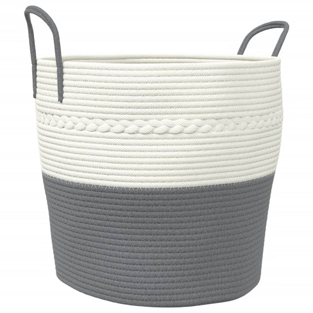 opbevaringskurv Ø43x38 cm bomuld grå og hvid