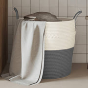 opbevaringskurv Ø43x38 cm bomuld grå og hvid