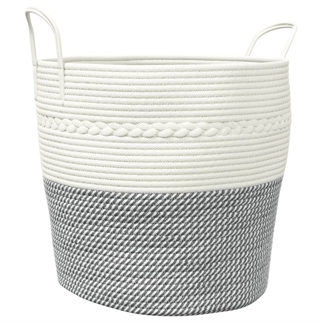 opbevaringskurv Ø43x38 cm bomuld grå og hvid
