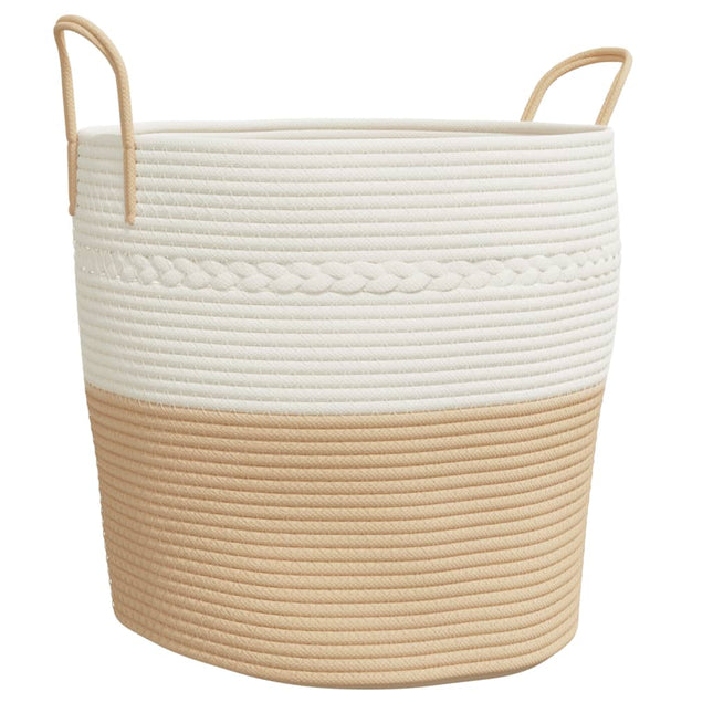 opbevaringskurv Ø43x38 cm bomuld beige og hvid