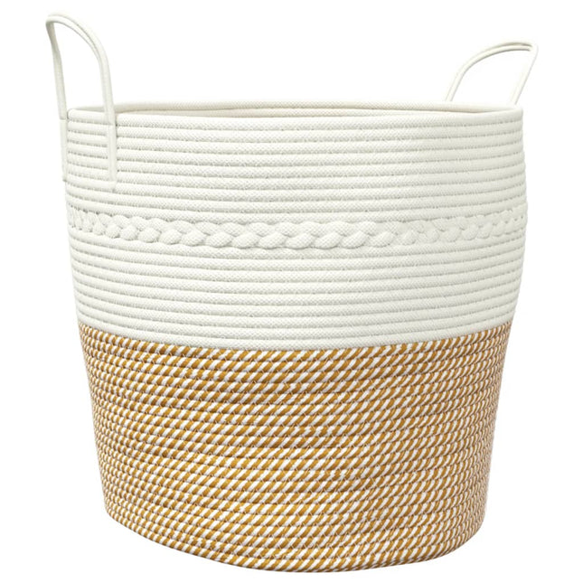 opbevaringskurv Ø43x38 cm bomuld brun og hvid