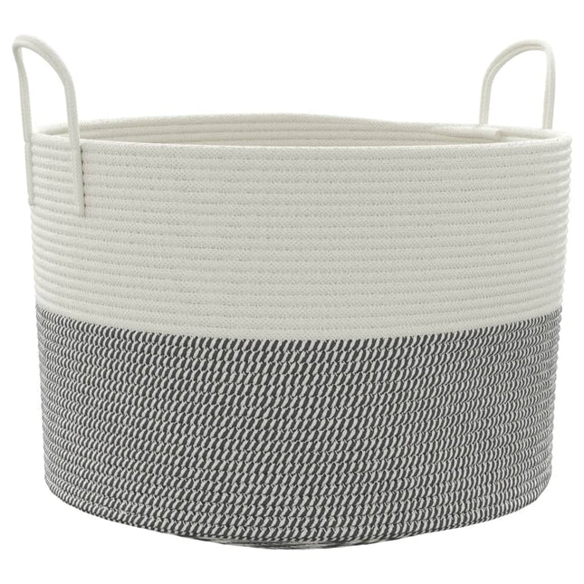 opbevaringskurv Ø51x33 cm bomuld grå og hvid