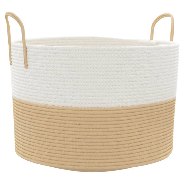 opbevaringskurv Ø51x33 cm bomuld beige og hvid
