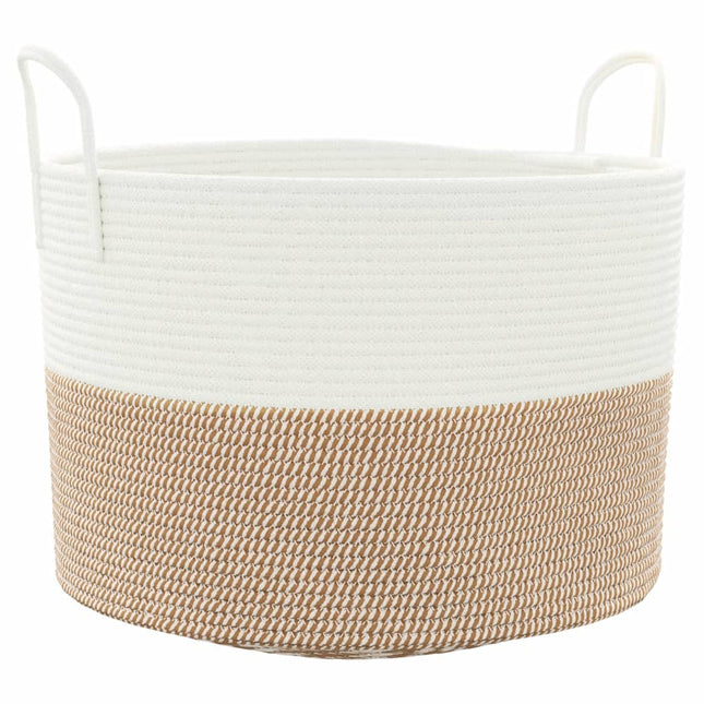 opbevaringskurv Ø51x33 cm bomuld brun og hvid