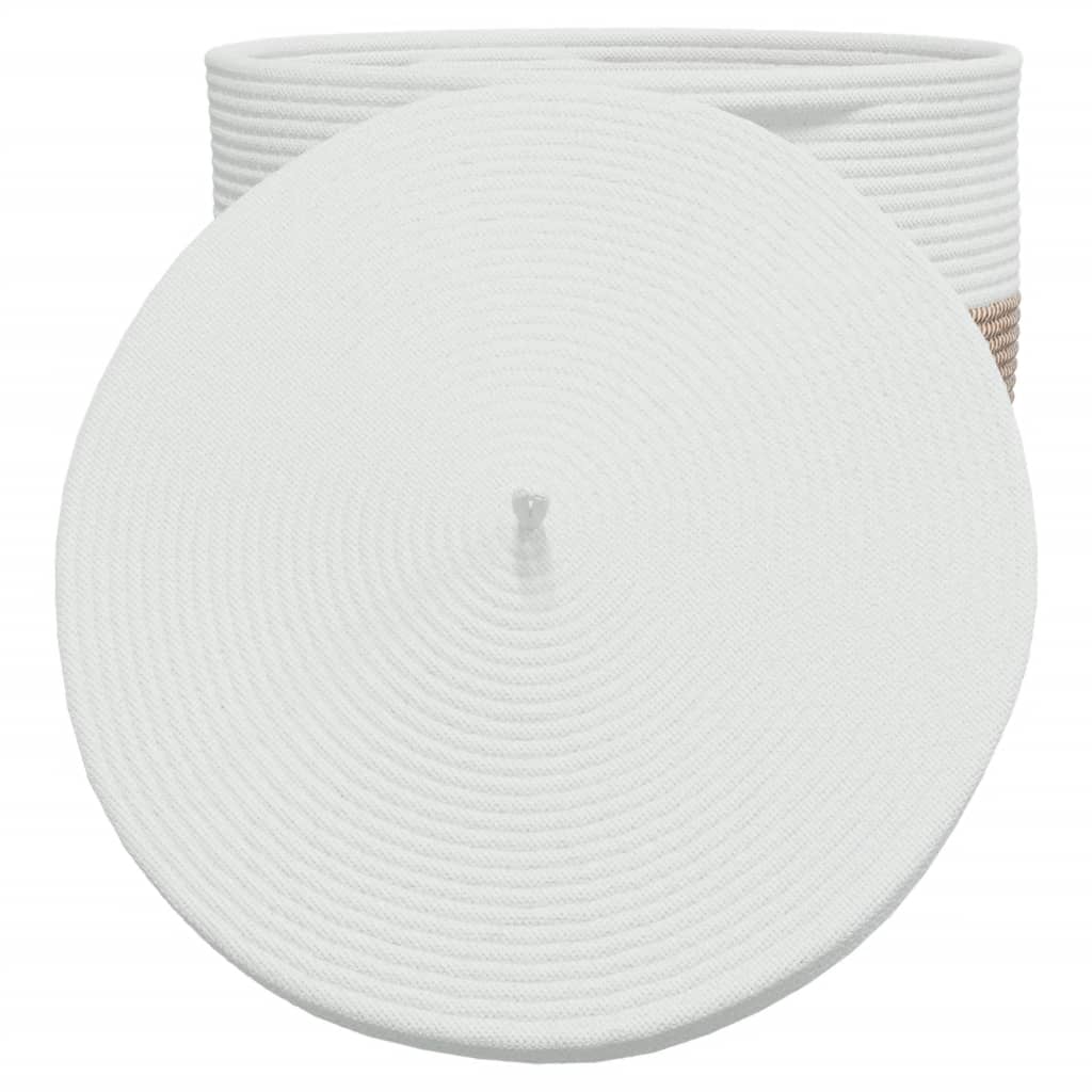 opbevaringskurv med låg Ø40x35 bomuld brun og hvid