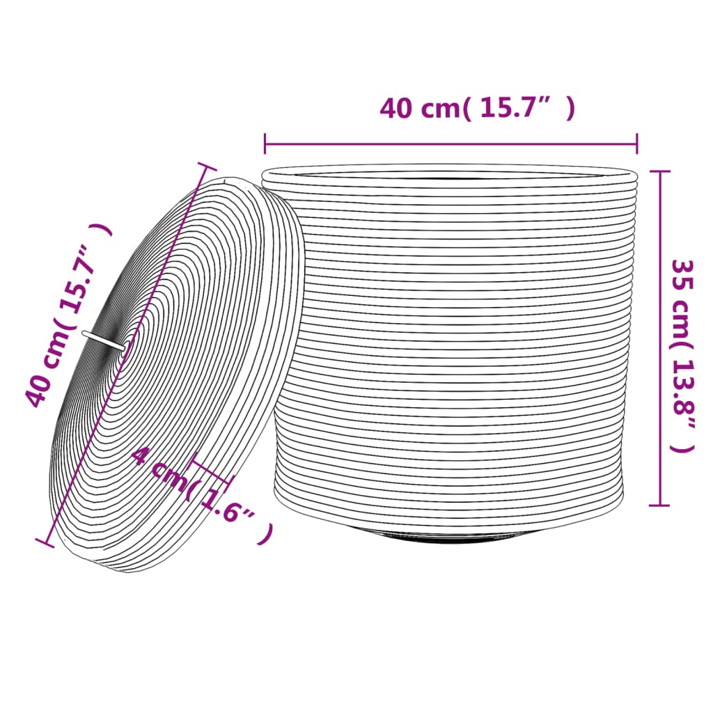 opbevaringskurv med låg Ø40x35 bomuld brun og hvid