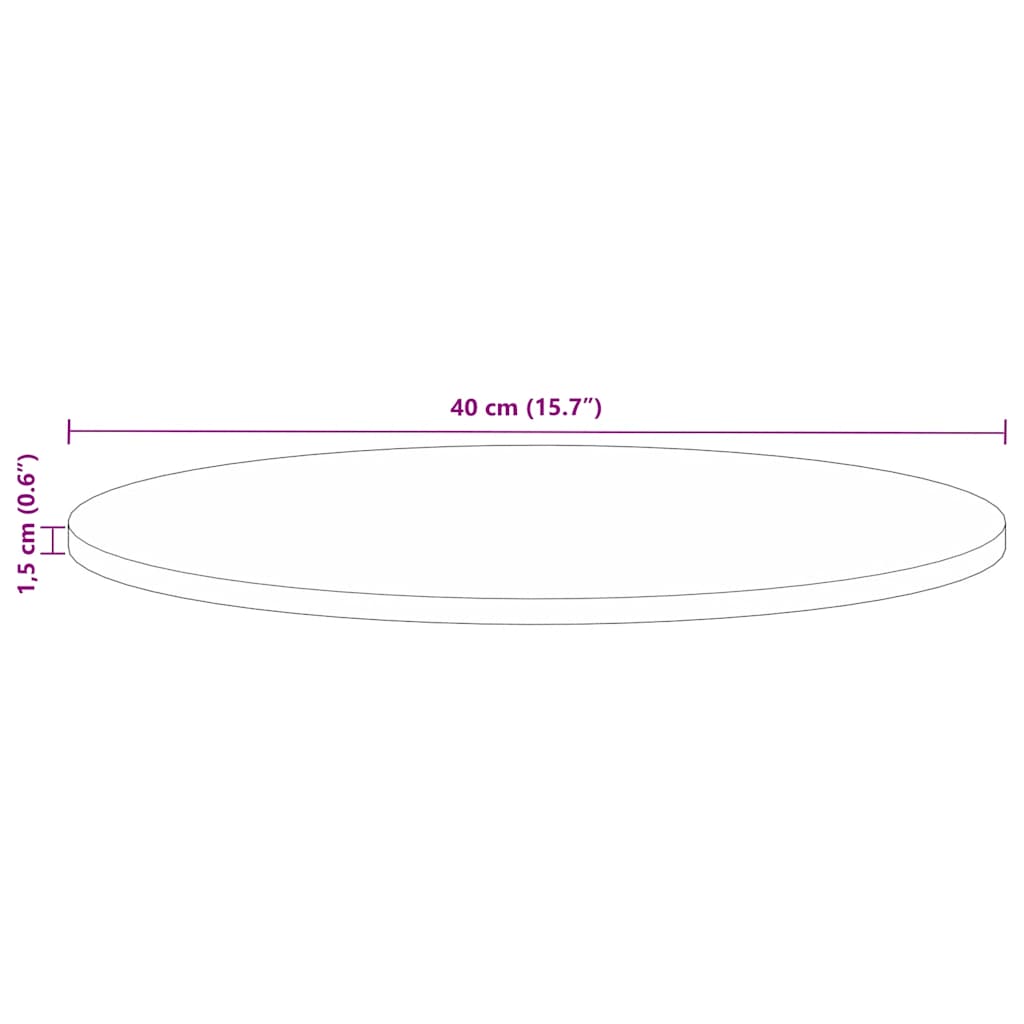 bordplade Ø40x1,5 cm rund massivt genbrugstræ