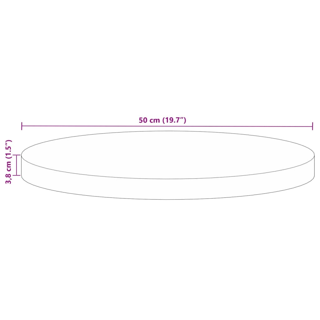 bordplade Ø50x3,8 cm rund massivt genbrugstræ