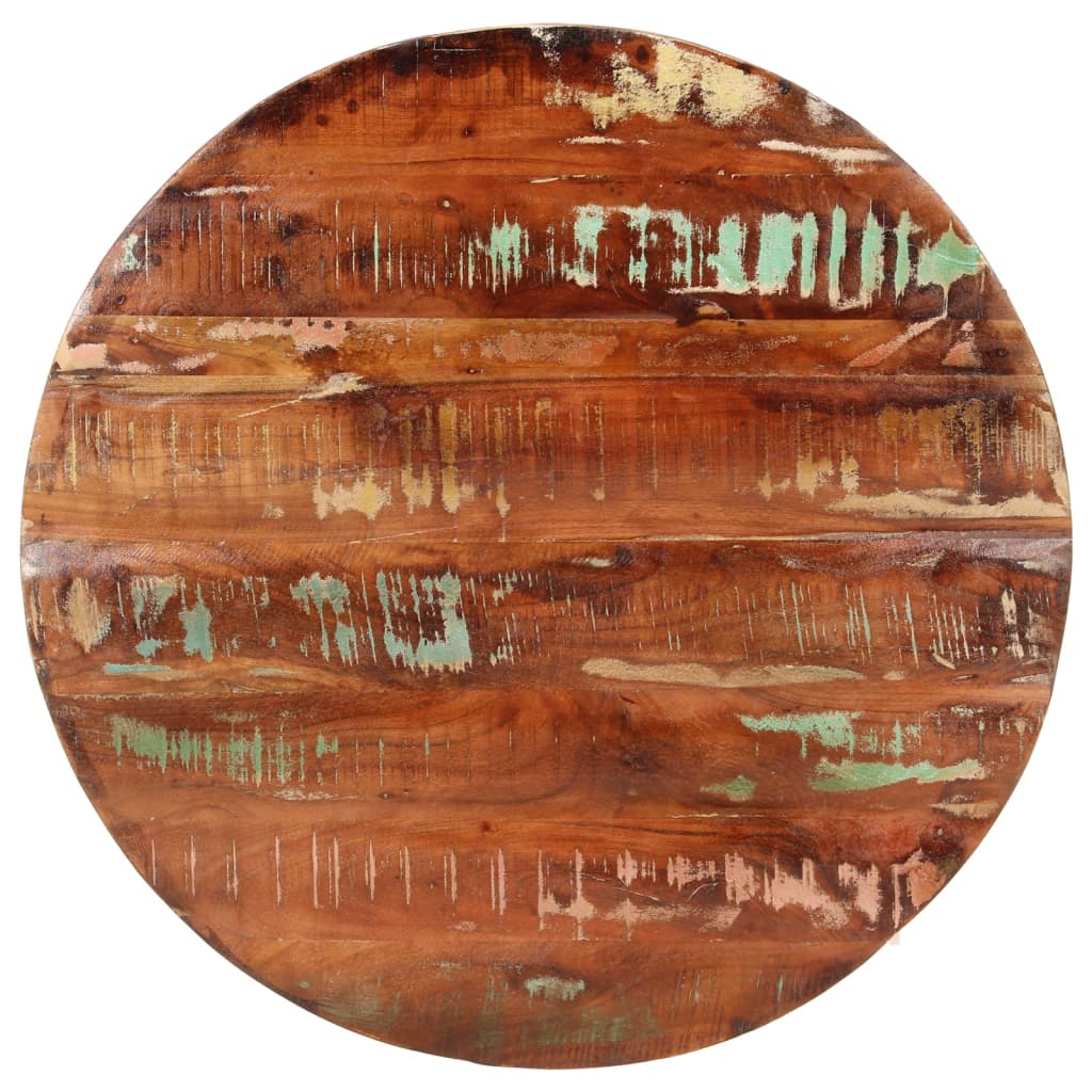 Bordplade Ø70X3,8 Cm Rund Massivt Genbrugstræ Genbrugstræ (Flerfarvet) - 80 cm / 15 mm