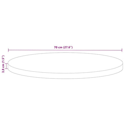 bordplade Ø70x3,8 cm rund massivt genbrugstræ