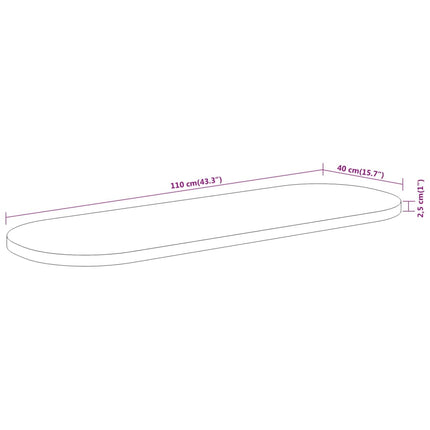 bordplade 110x40x2,5 cm oval massivt akacietræ