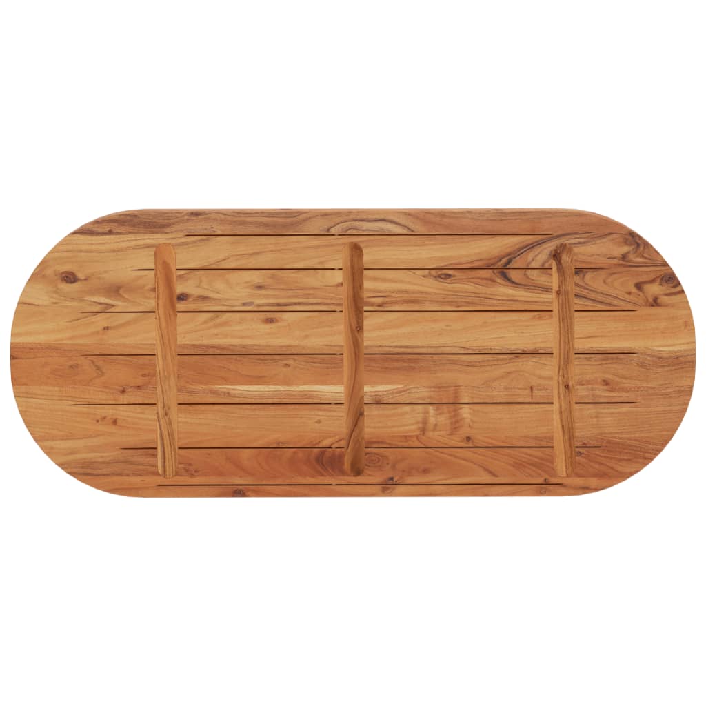 bordplade 140x60x2,5 cm oval massivt akacietræ