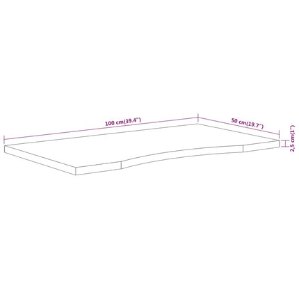 skrivebordsplade 100x50x2,5 cm rektangulær massivt akacietræ