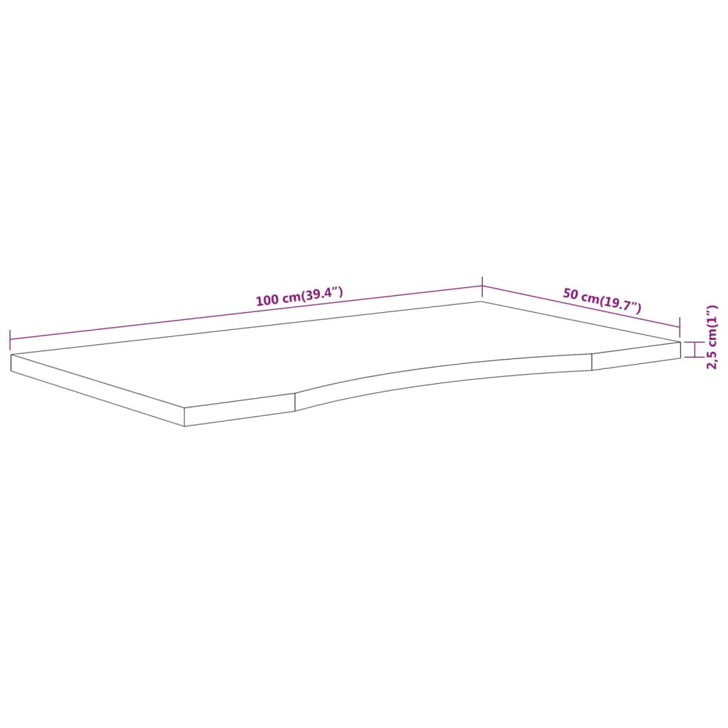 skrivebordsplade 100x50x2,5 cm rektangulær massivt akacietræ