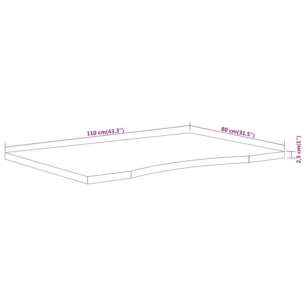 skrivebordsplade 110x80x2,5 cm rektangulær massivt akacietræ