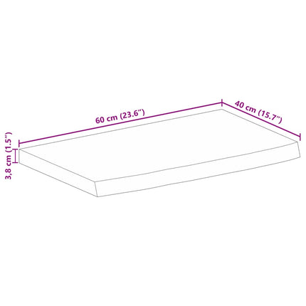 bordplade 60x40x3,8 cm naturlig kant massivt ru mangotræ