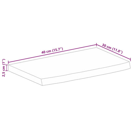 bordplade 40x30x2,5 cm naturlig kant massivt mangotræ