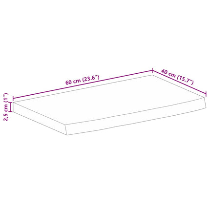 bordplade 60x40x2,5 cm naturlig kant massivt mangotræ