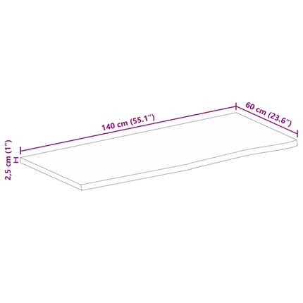 bordplade 140x60x2,5 cm naturlig kant massivt mangotræ