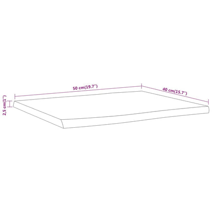 bordplade 50x40x2,5 cm rektangulær massivt akacietræ