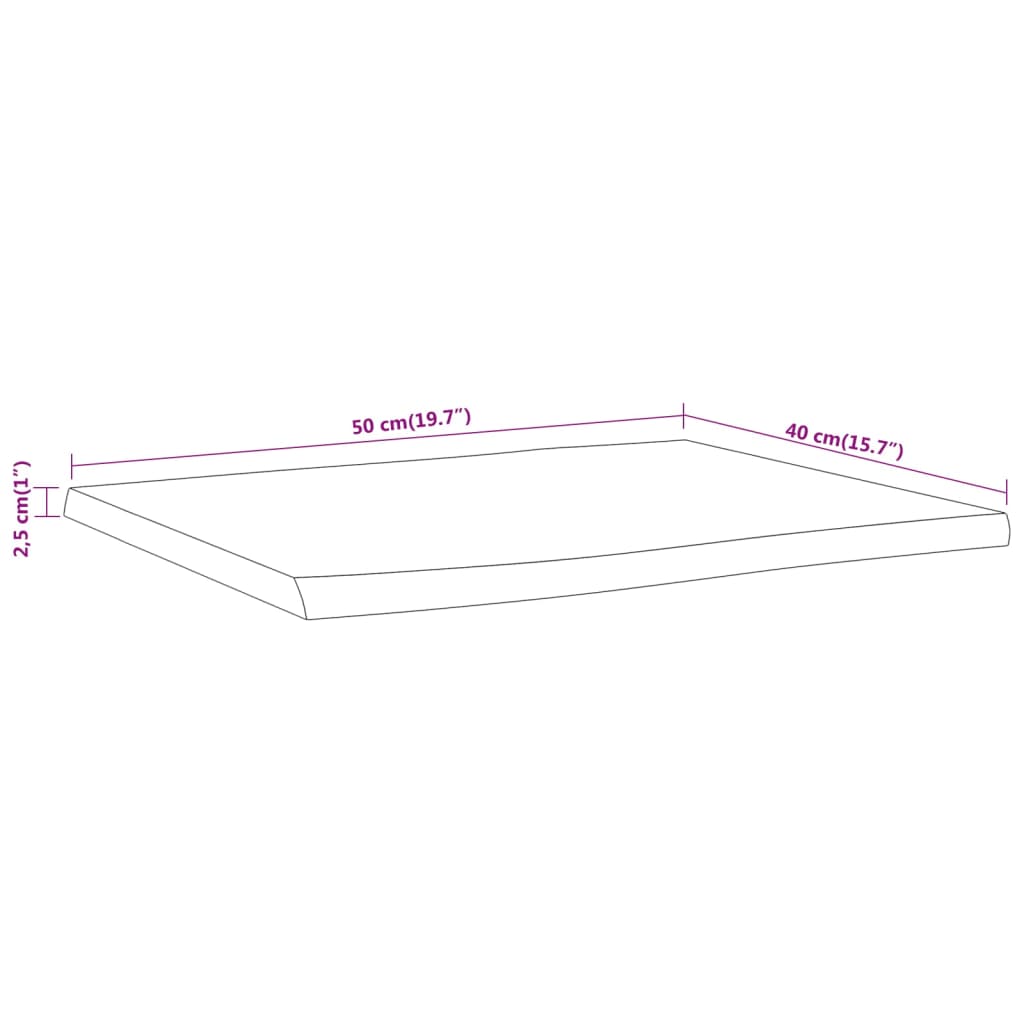 bordplade 50x40x2,5 cm rektangulær massivt akacietræ
