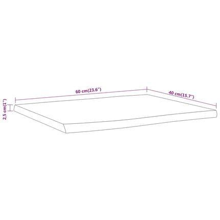 bordplade 60x40x2,5 cm rektangulær massivt akacietræ