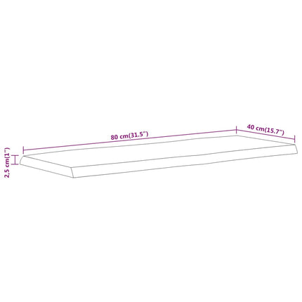 bordplade 80x40x2,5 cm rektangulær massivt akacietræ