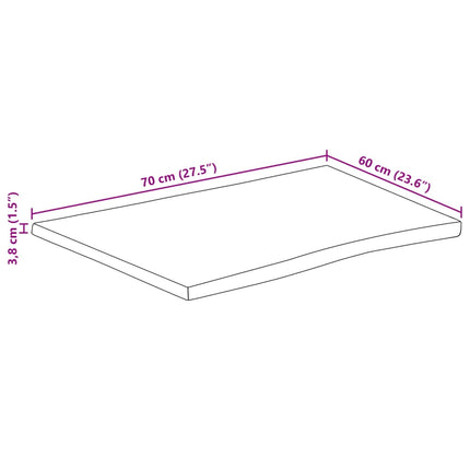 bordplade 70x60x3,8 cm rektangulær massivt akacietræ