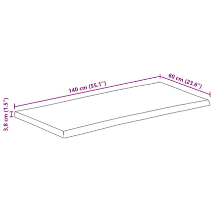bordplade 140x60x3,8 cm rektangulær massivt akacietræ