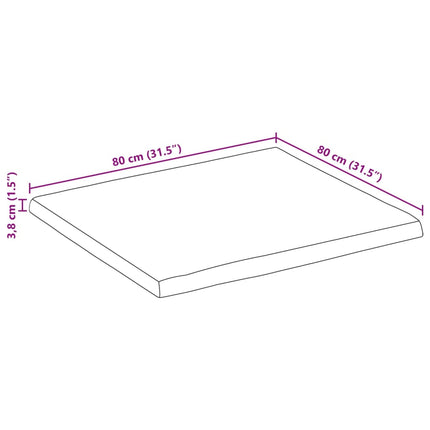 bordplade 80x80x3,8 cm naturlig kant massivt ru mangotræ