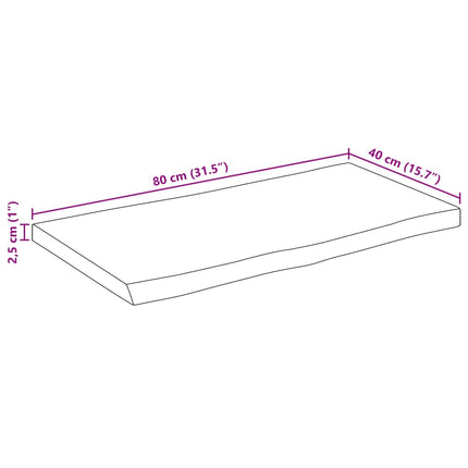 bordplade 80x40x2,5 cm naturlig kant massivt mangotræ