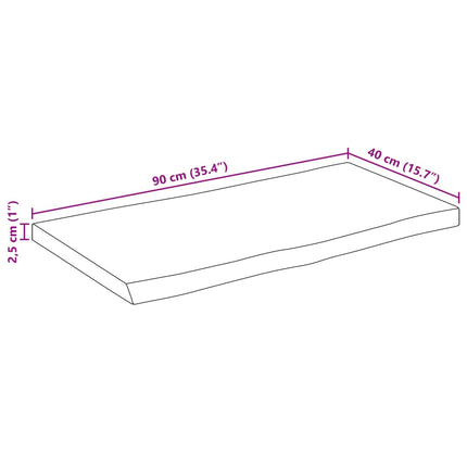 bordplade 90x40x2,5 cm naturlig kant massivt mangotræ