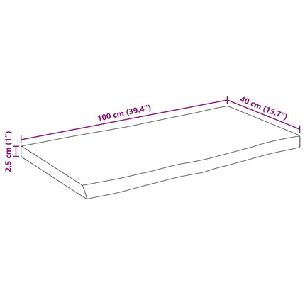 bordplade 100x40x2,5 cm naturlig kant massivt mangotræ