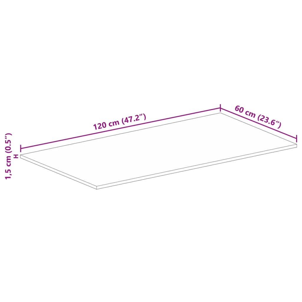 bordplade 120x60x1,5 cm rektangulær massivt genbrugstræ