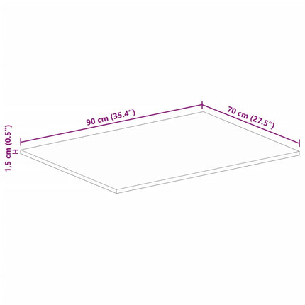 bordplade 90x70x1,5 cm rektangulær massivt genbrugstræ