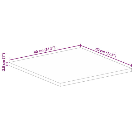 bordplade 80x80x2,5 cm firkantet massivt genbrugstræ