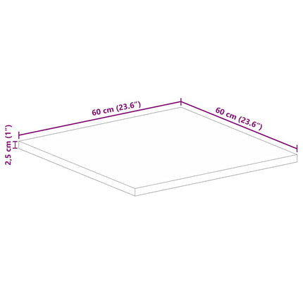bordplade 60x60x2,5 cm firkantet massivt genbrugstræ