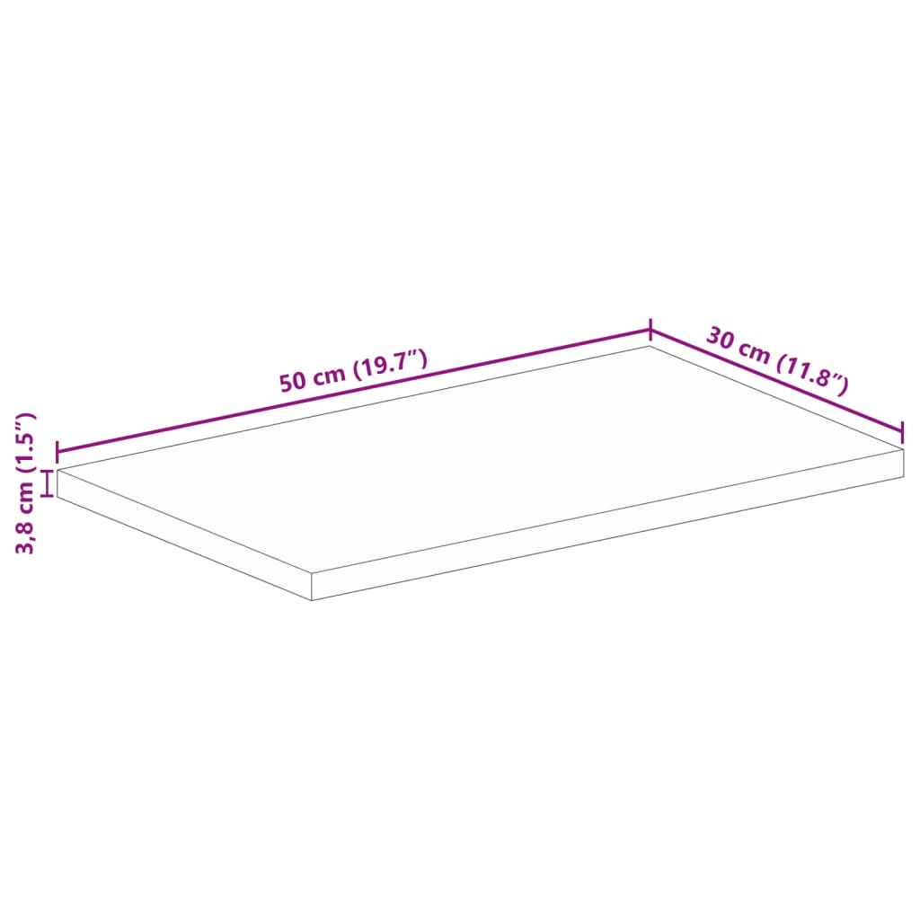 bordplade 50x30x3,8 cm rektangulær massivt genbrugstræ