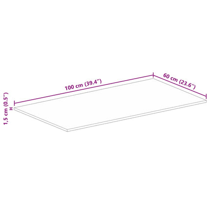 bordplade 100x60x1,5 cm rektangulær massivt ru mangotræ