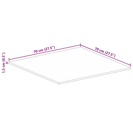 bordplade 70x70x1,5 cm firkantet massivt ru mangotræ