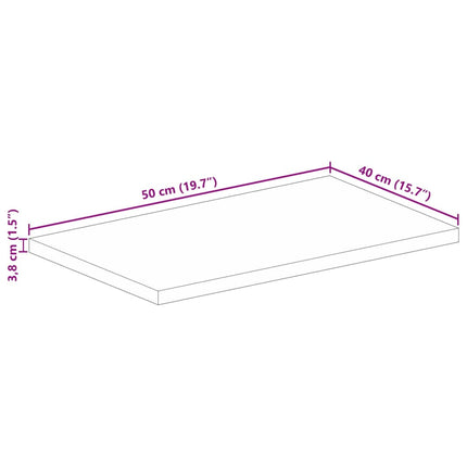 bordplade 50x40x3,8 cm rektangulær massivt ru mangotræ
