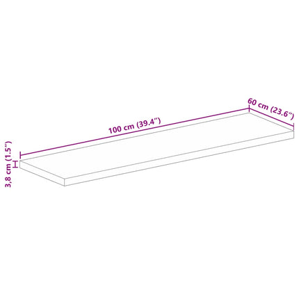 bordplade 100x60x3,8 cm rektangulær massivt ru mangotræ