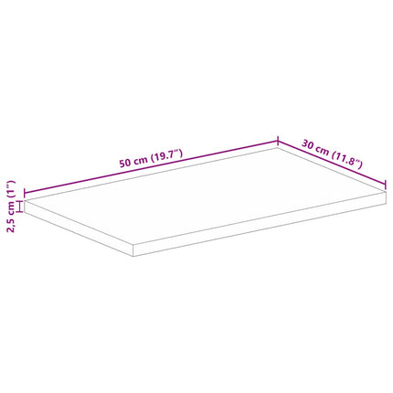 bordplade 50x30x2,5 cm rektangulær massivt mangotræ