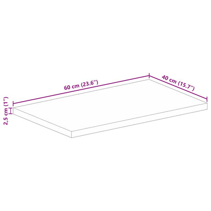 bordplade 60x40x2,5 cm rektangulær massivt mangotræ