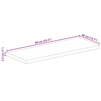 bordplade 90x40x2,5 cm rektangulær massivt mangotræ