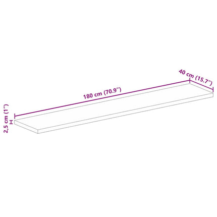 bordplade 180x40x2,5 cm rektangulær massivt mangotræ