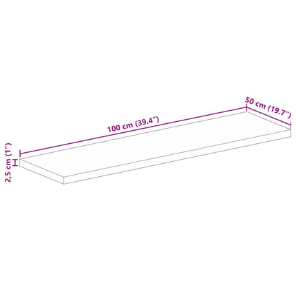 bordplade 100x50x2,5 cm rektangulær massivt mangotræ