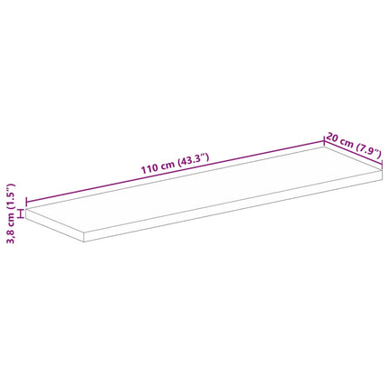 bordplade 110x20x3,8 cm rektangulær massivt mangotræ
