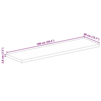 bordplade 100x40x3,8 cm rektangulær massivt mangotræ